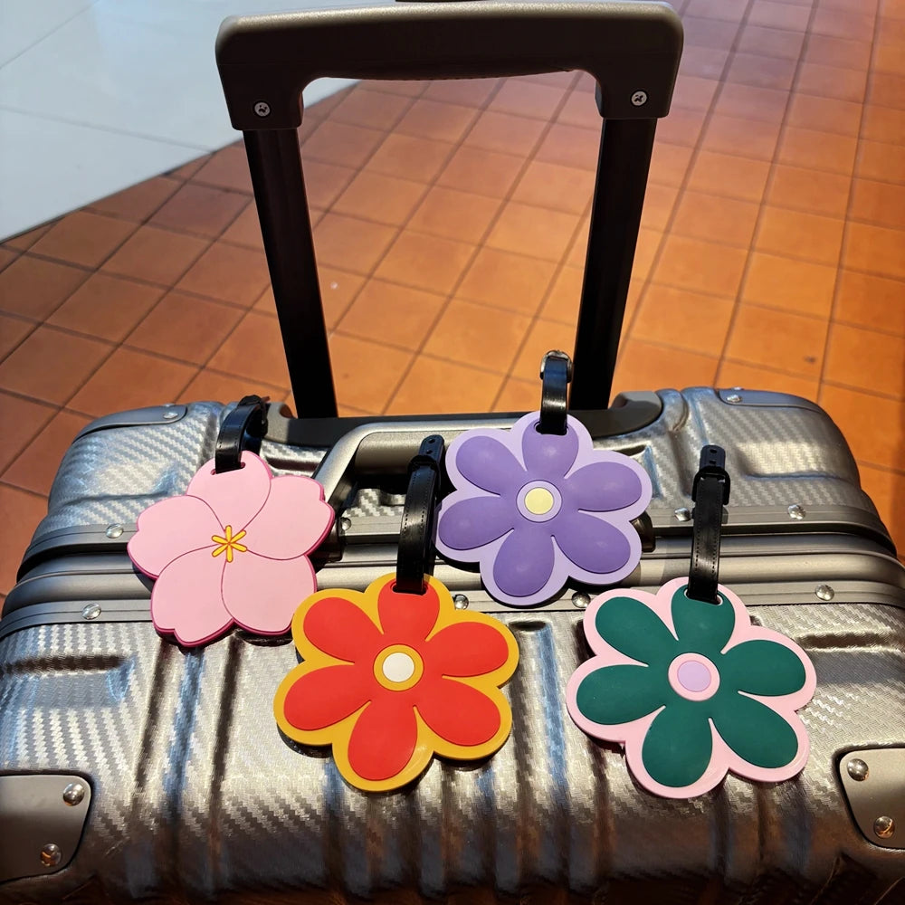 1Pc Flower Luggage Tag Pendant Baggage Anti-Loss Name Tag Bag Accessory with Customizable Information for Luggage Accessories