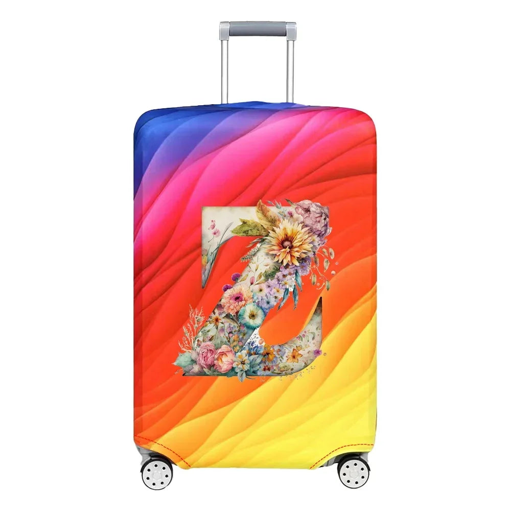 Luggage Cover Stretch Fabric Suitcase Protector Baggage Case for18-32 Inch Suitcase Case Floral Letter Series Travel Organizer