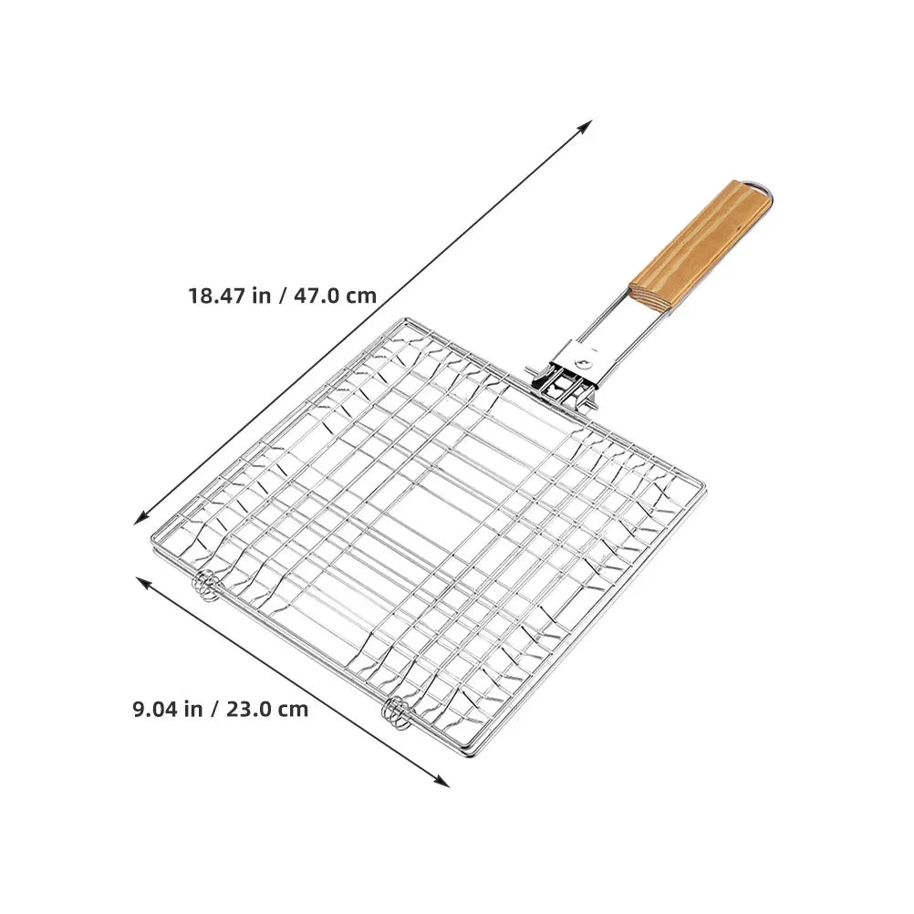 Stainless Steel Fish Grilling Rack Heat-Resistant Bbq Grill Basket Camping Picnic Outdoor Barbecue Meat Vegetable Grill Mesh