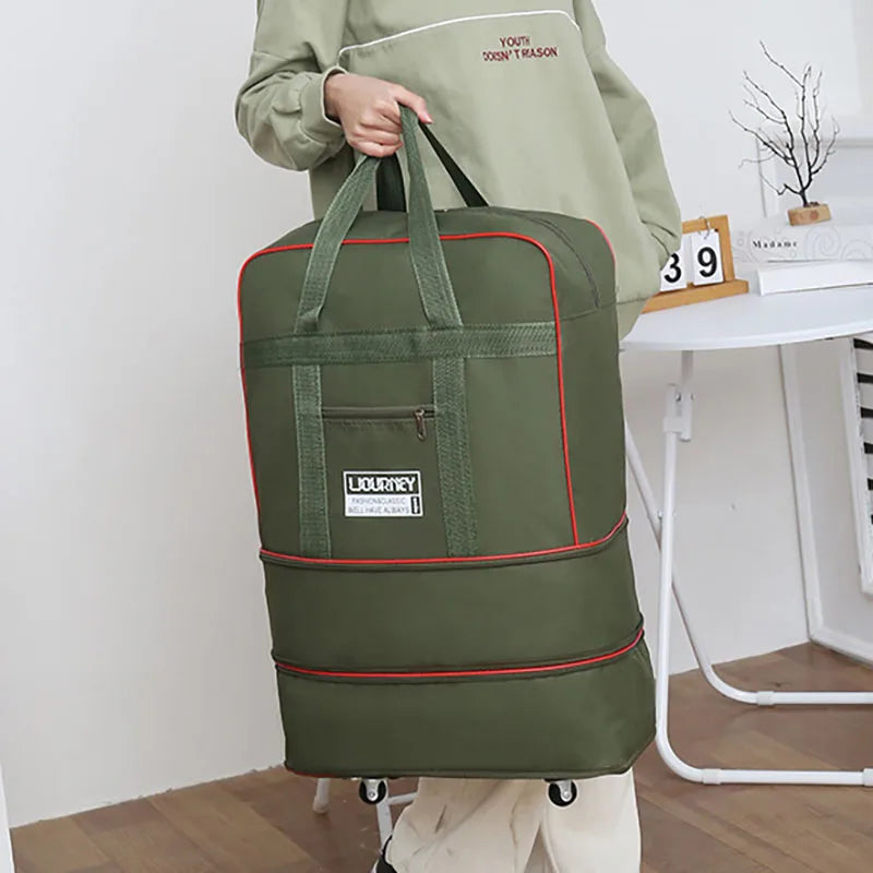 Folding Travel Bag, Luggage Compartment, Swivel Wheel Storage Box, Large Capacity Telescopic Luggage Bag, Overnight Bag