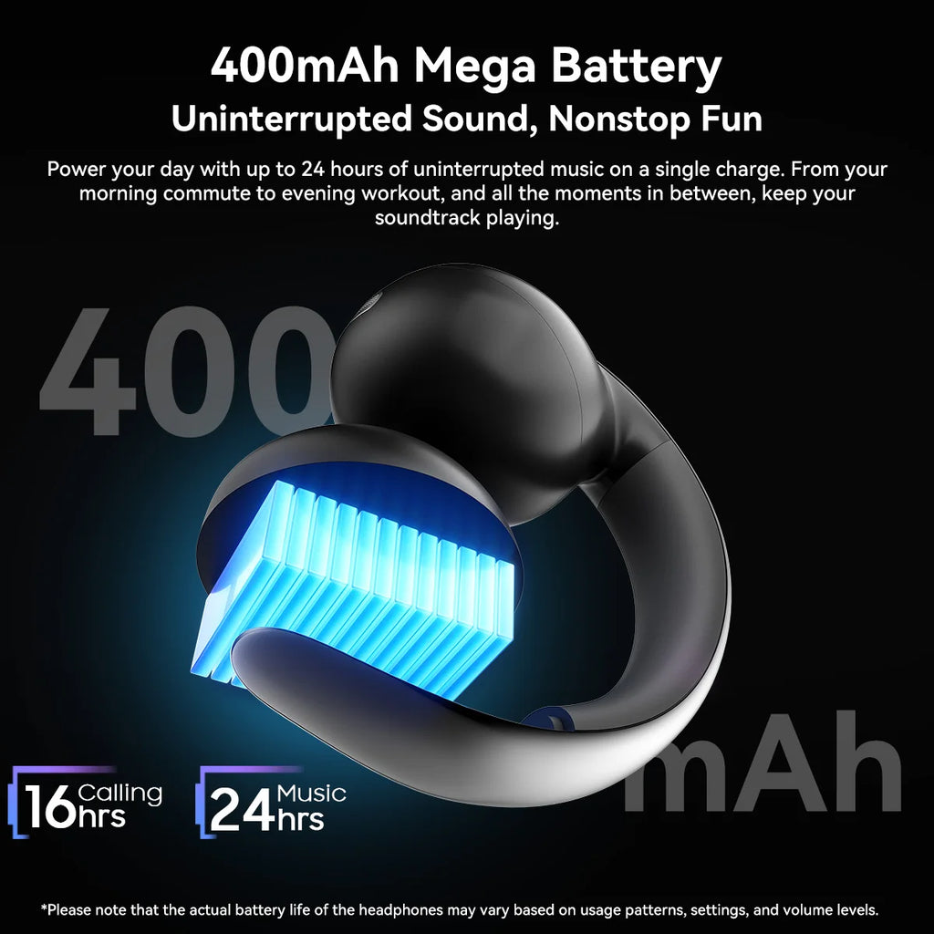 Blackview AirBuds 13 OWS Ear Clip Headset with LED Display IPX7 Waterproof 400mAh Bluetooth 5.4 Sports Earphones with Mic