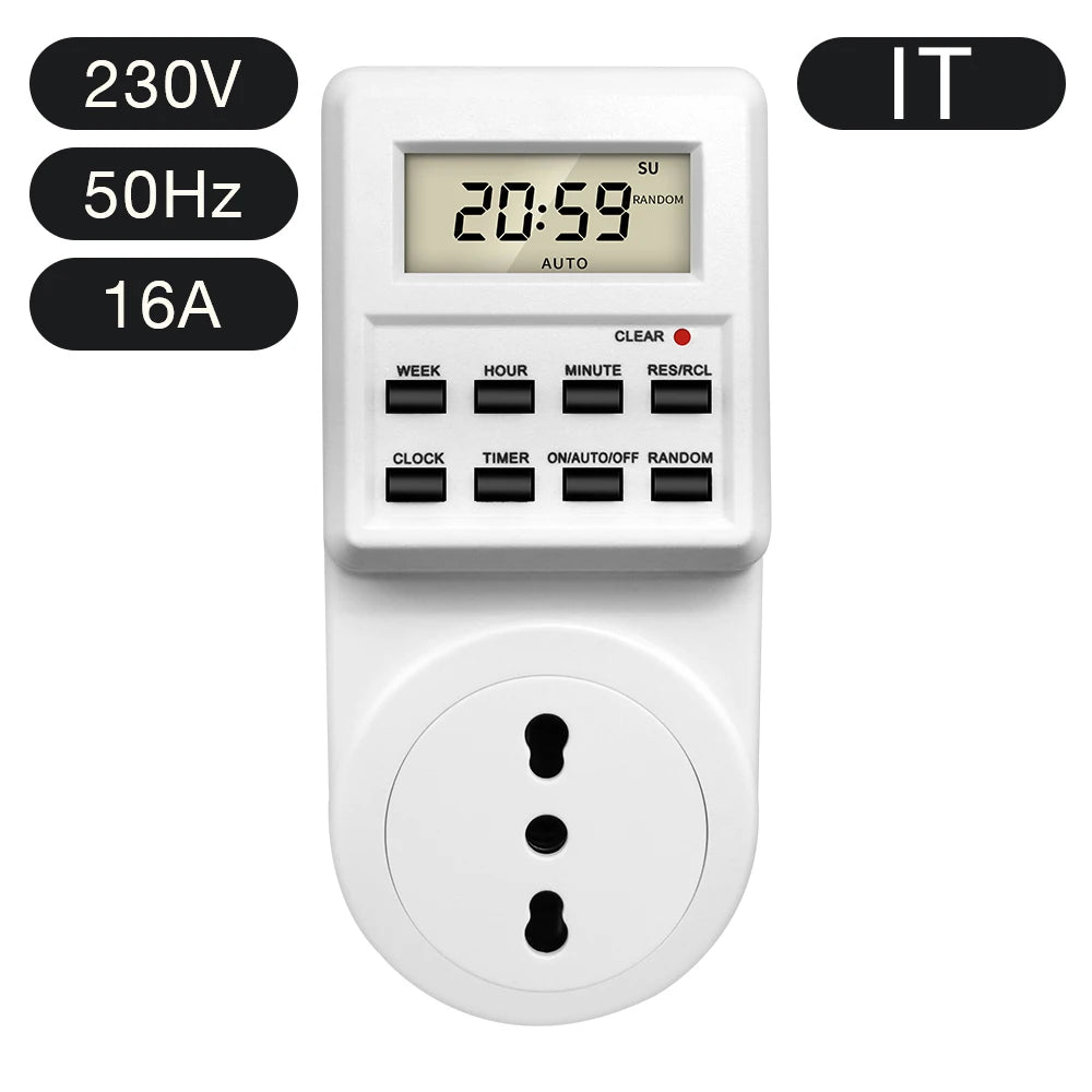 Digital Electronic Timer Switch Socket Kitchen Timer Outlet 24 Hour Programmable Timing Socket EU UK AU US BR FR IT TH Plug