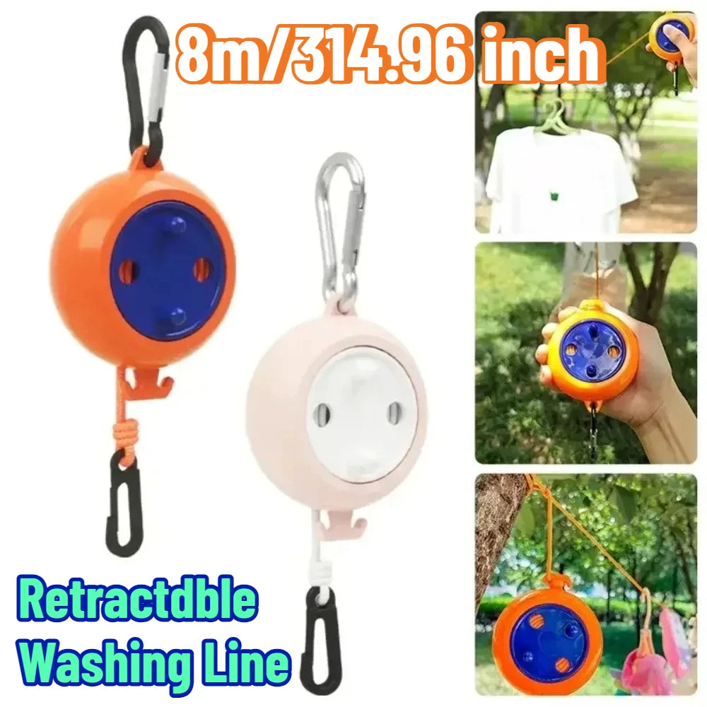 1Pc 8M Clothesline Laundry Drying Rope Outdoor Clothes Line Windproof Anti-slip Retractable Cord for Hotel Camping Accessories