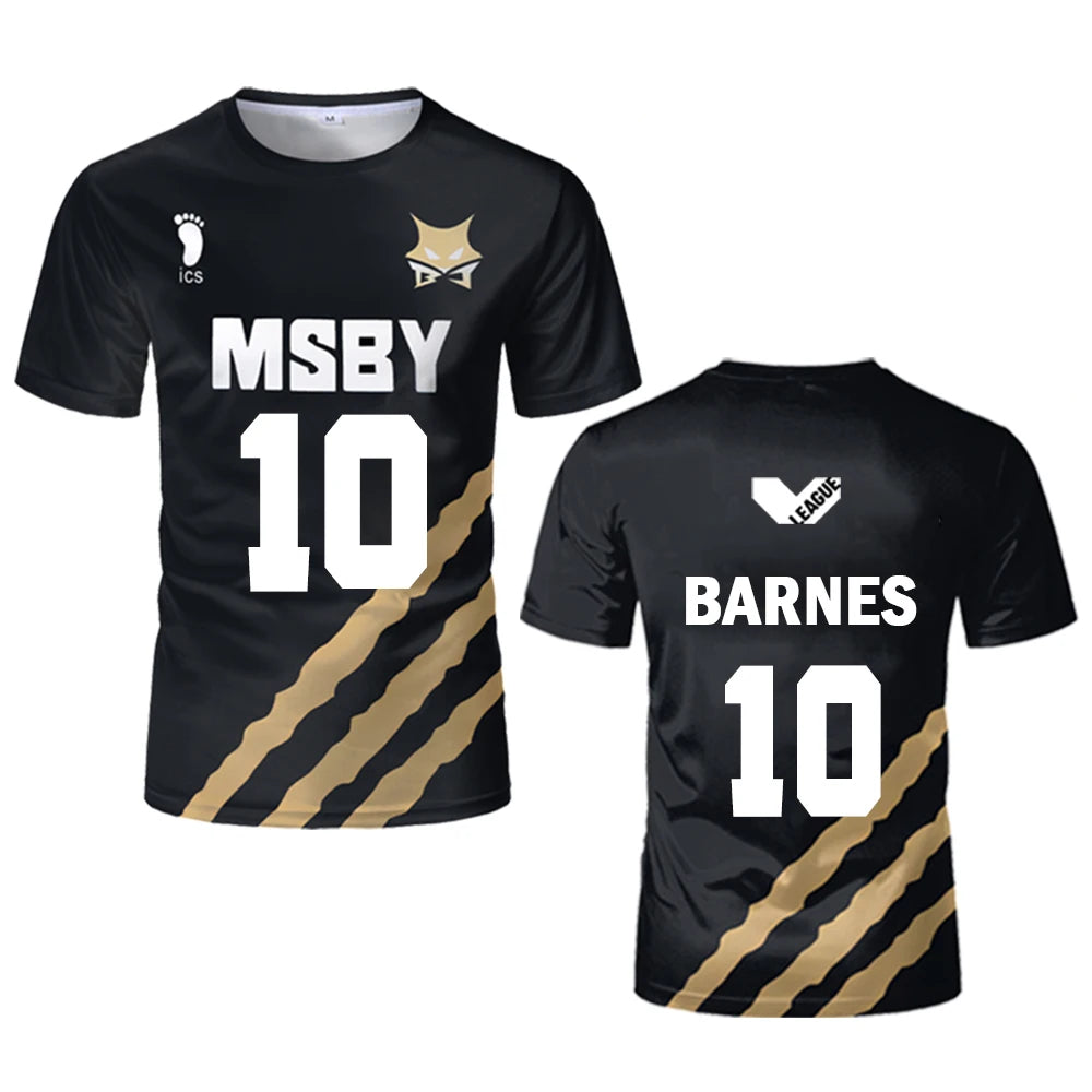 Haikyuu MSBY Black Jackal Jersey Japanese Anime Cosplay Tops Volleyball Uniforms for Men and Women Breathable Kid's T Shirts