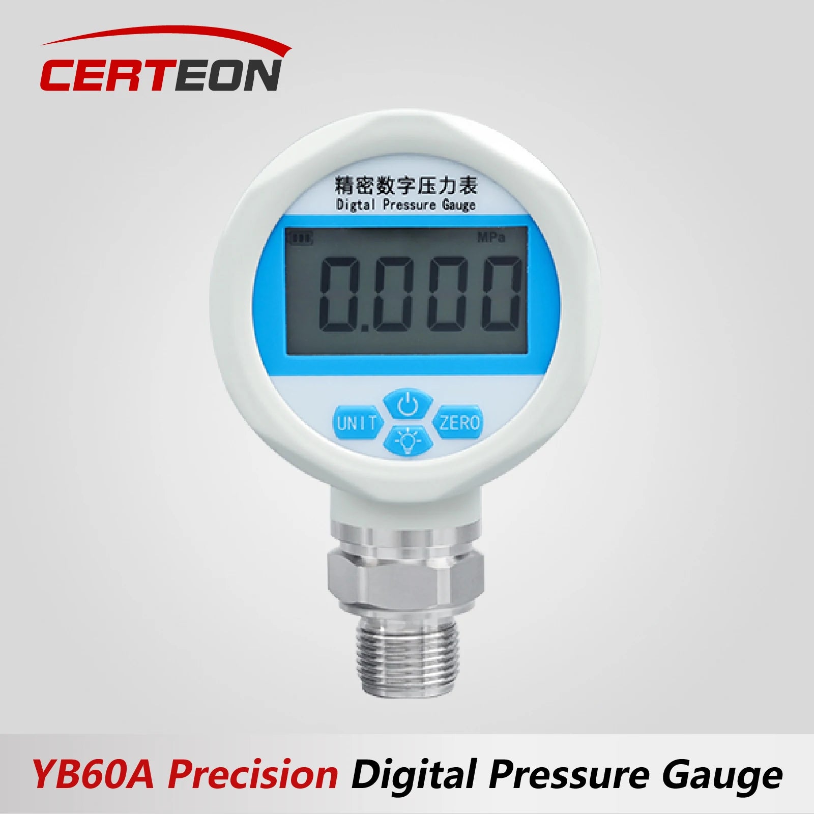 YB60A Precision Digital Pressure Gauge Vacuum Positive Negative 100MPa Stainless Steel M20x1.5 Petroleum Air Compressor