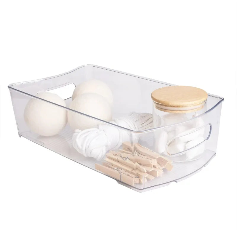Clear Wide Closet and Laundry Organizer Bin with Dividers