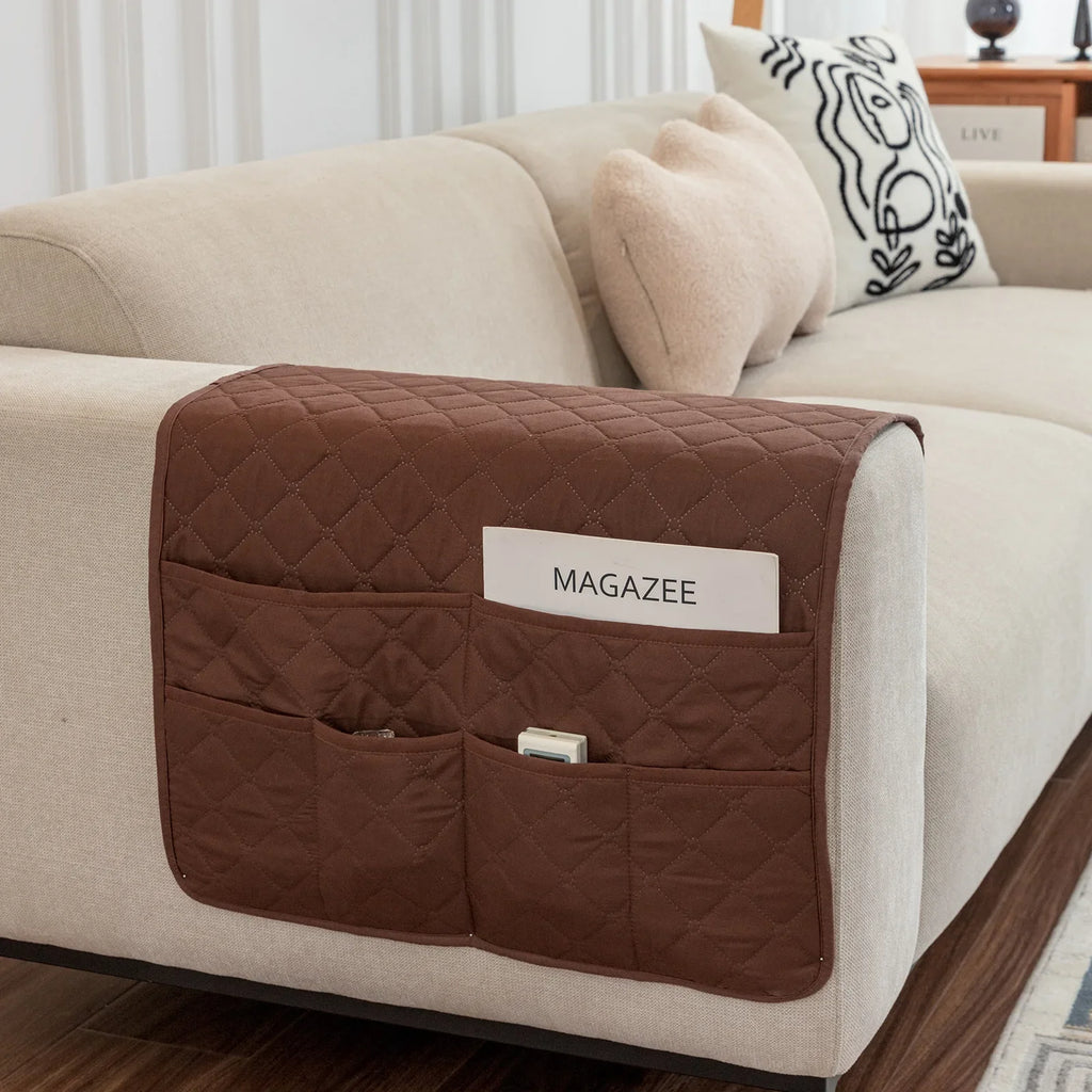 New Sofa Hand Towel with Storage Pocket Magazine Remote Control Sofa Recliner Armrest Clutter Management Bag