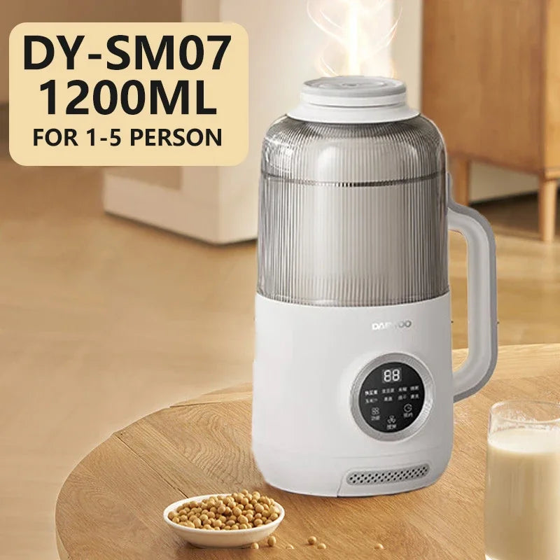 DAEWOO 800ML/1200ML Portable Food Blender High Speed Stirring Wall-Breaking Soymilk Maker Low Noise Design Soybean Milk Machine