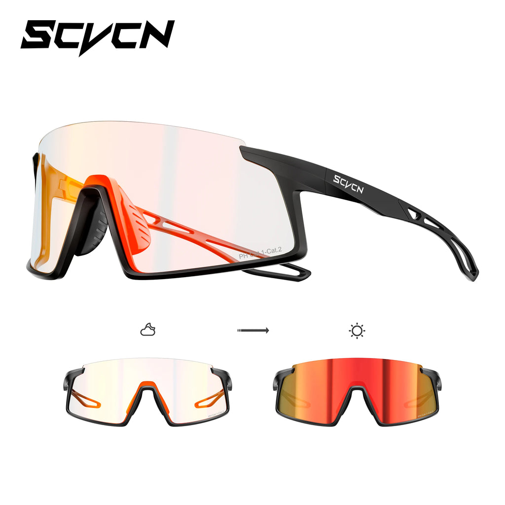 SCVCN 2026 Hiking Eyewear Men's Cycling Sunglasses Photochormic Glasses UV400 Outdoor Sports Goggles Camping MTB Bike Glasses