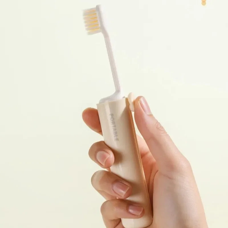 1 Piece - Convenient Toothbrush Travel Container, 2-in-1 Folding Toothbrush Set - Small and Convenient - Essential for Business