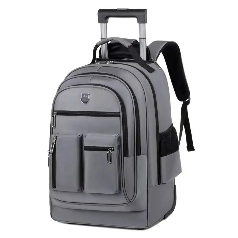 Large Capacity Travel Wheeled Backpack Wheels Hidden Pull Rod Waterproof Carry Luggage Weekend Travel Bag For Men Business Trip