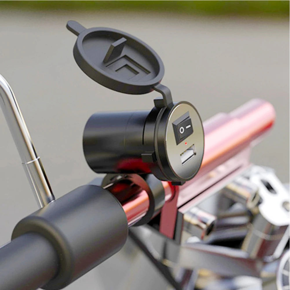 Motorcycle Charger Phone Holder Waterproof USB Charger DC 12V Matching Switch Made Of High Quality ABS Motorcycle Accessories