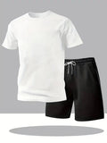 New Summer Sportswear Men's Suit Fashion Two-Piece Sports Fitness Running Casual Quick Drying Short Sleeved Shorts Set Men
