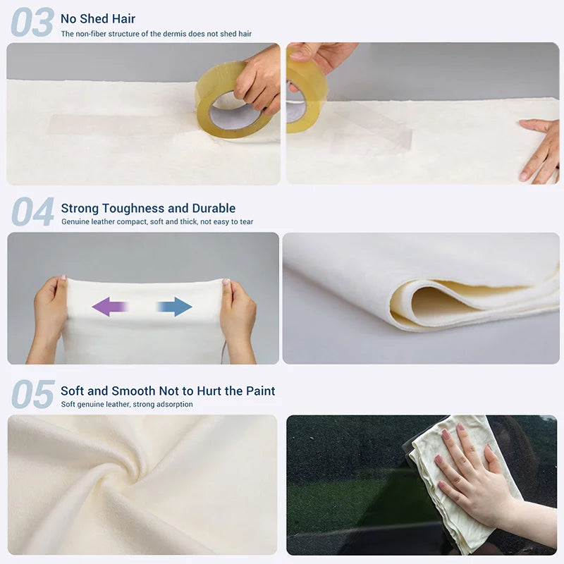 SEAMETAL Natural Chamois Car Cleaning Towel Suede Deerskin Cloth Quick Dry Wash Towel Super Absorbent Rags for Car Wash Care