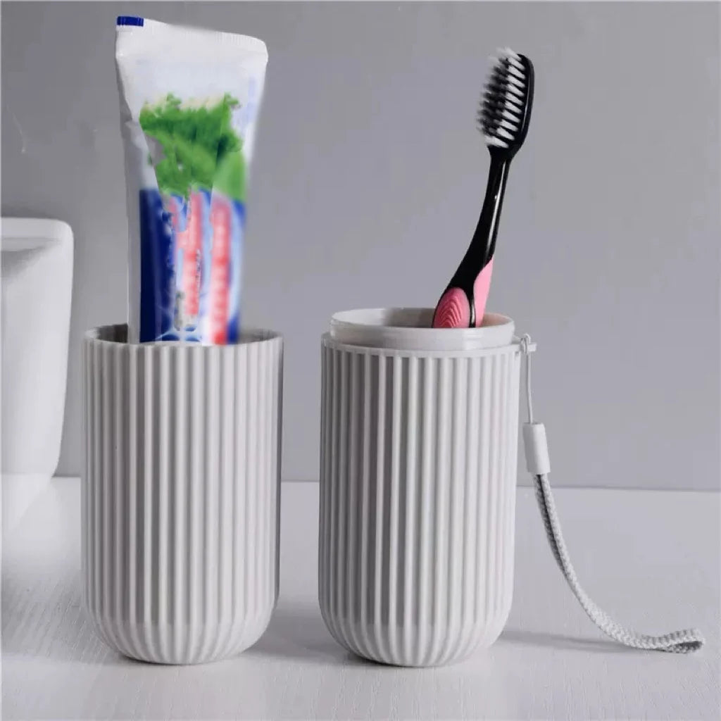 Travel Toothbrush Box Vertical Stripe Portable Mouthwash Cup Brushing Cup Washing Cup Toothware Box Toothpaste Storage Boxes