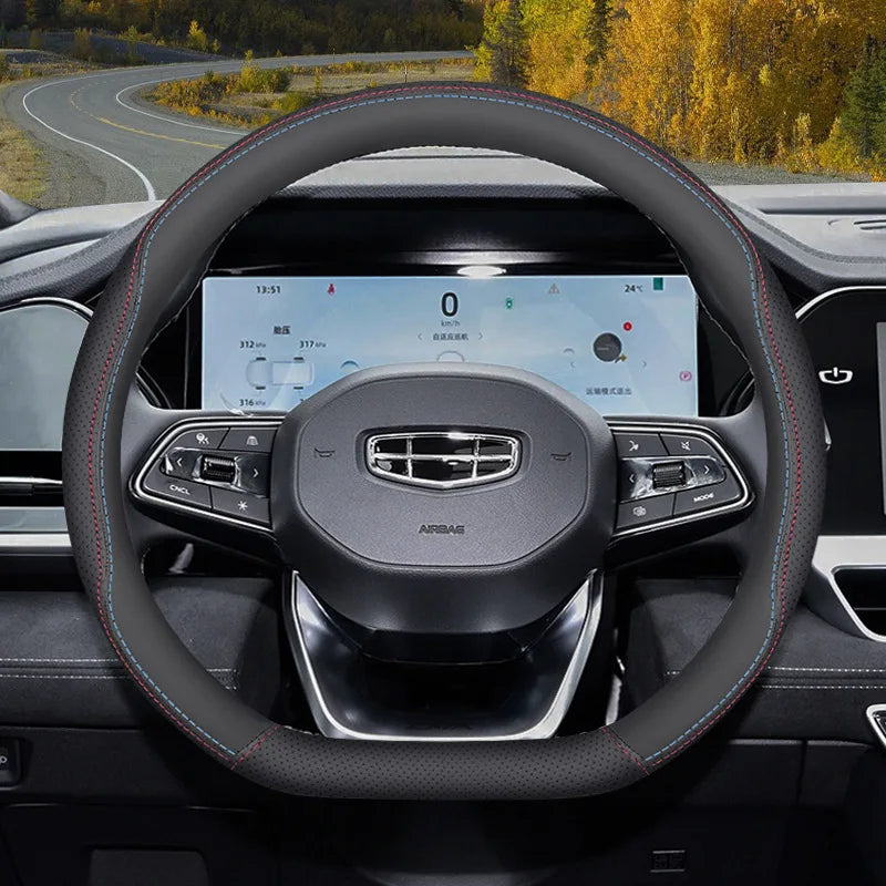 Car Nappa Leather Non-slip Steering Wheel Cover For Geely Emgrand GL GS EV450 Xingyue L S Boyue L Cool Yinhe L7 Xingyao 8 Binrui