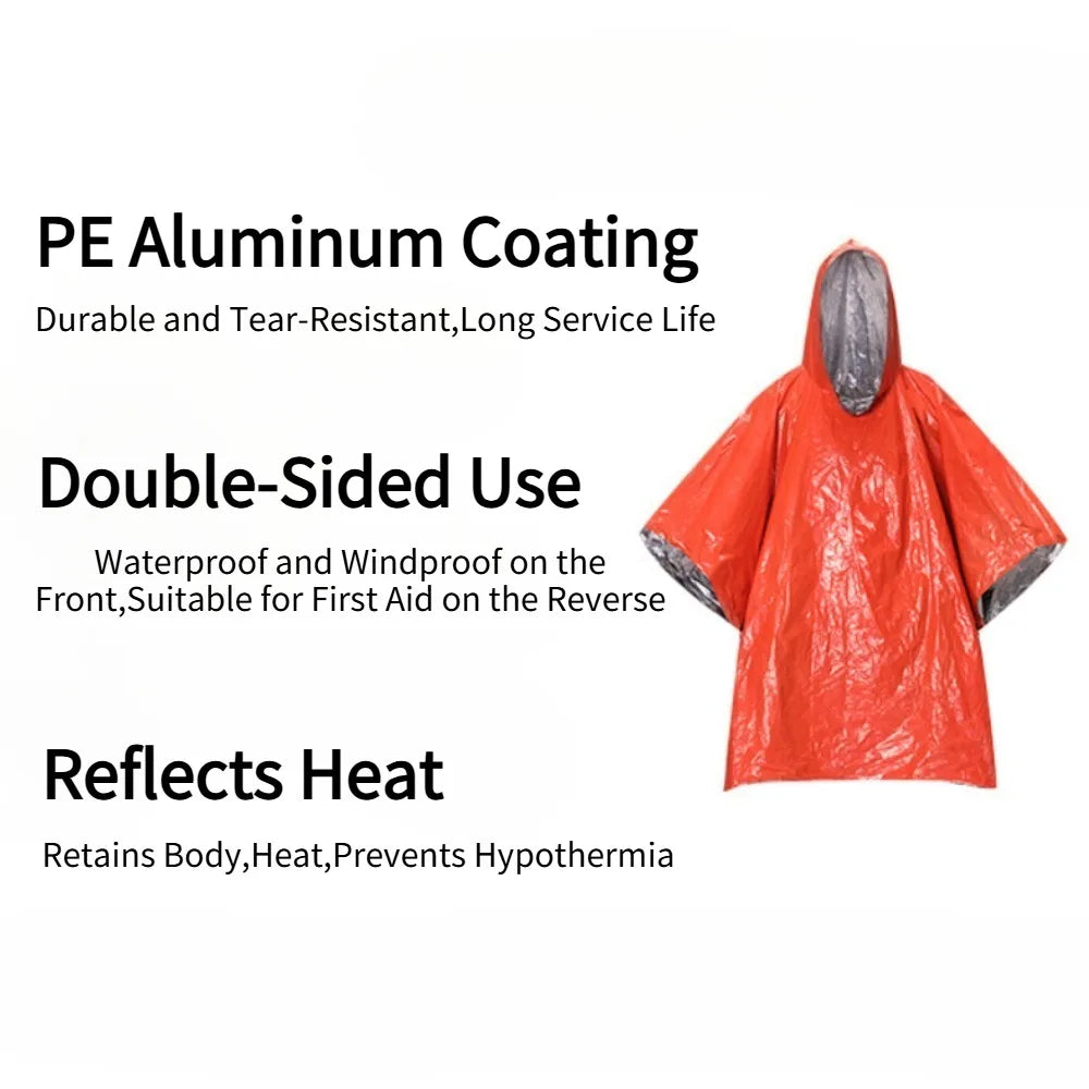 1pcs Outdoor First Aid Survival Raincoat Camping Wilderness Emergency Insulation Warm Gear Body Protection Survival Blanket