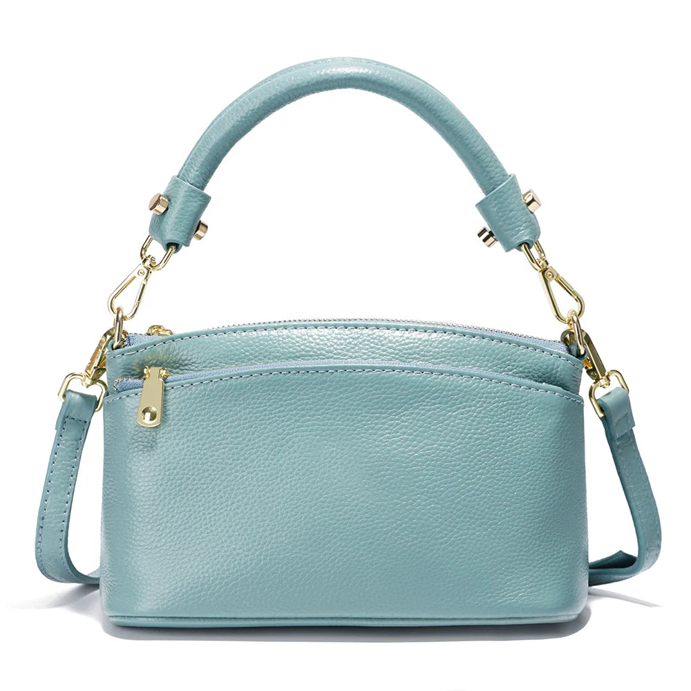 Zency Women Blue Red Bag Soft Genuine Leather Zipper Cowhide Leather Shoulder Bag Ladies Crossbody Small Handbag Satchels Sac