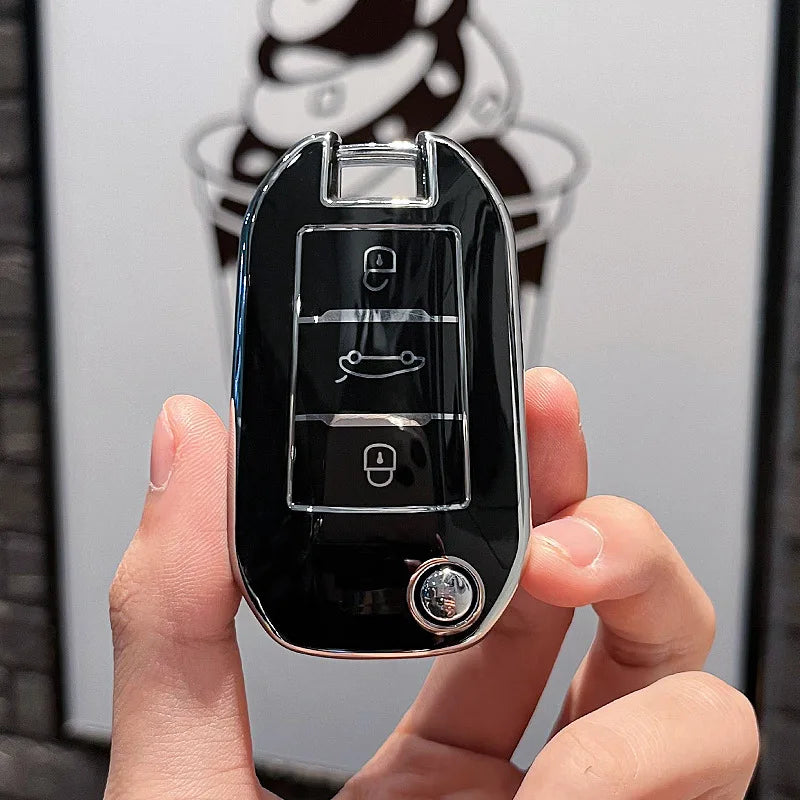 TPU Flip Folding Key Fob Cover Case For Citroen C3 C4 Berlingo 2021 For Peugeot 208 2008 301 308 3008 RCZ 508 408 2008 307