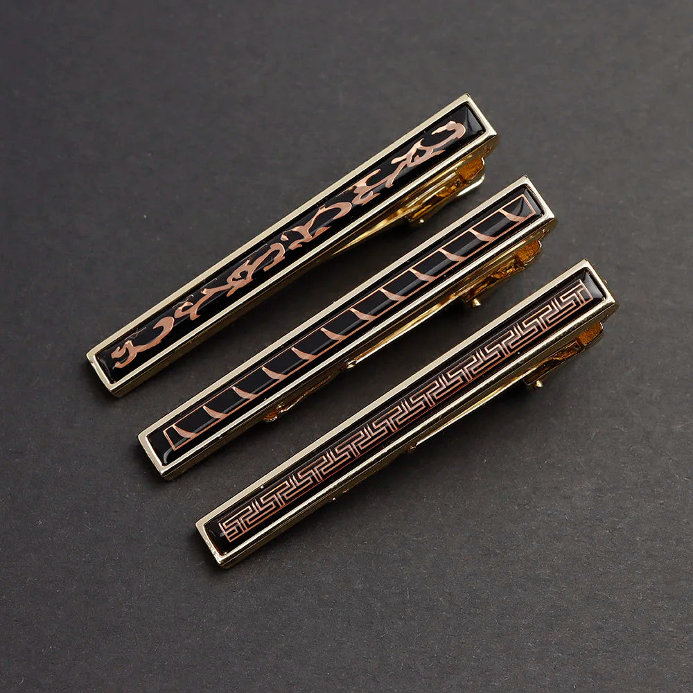 New High Quanlity Classic Golden Sliver 6cm Designer Metal Tie Clips Set Necktie Pin For Men Business Banquet Accessories Gift