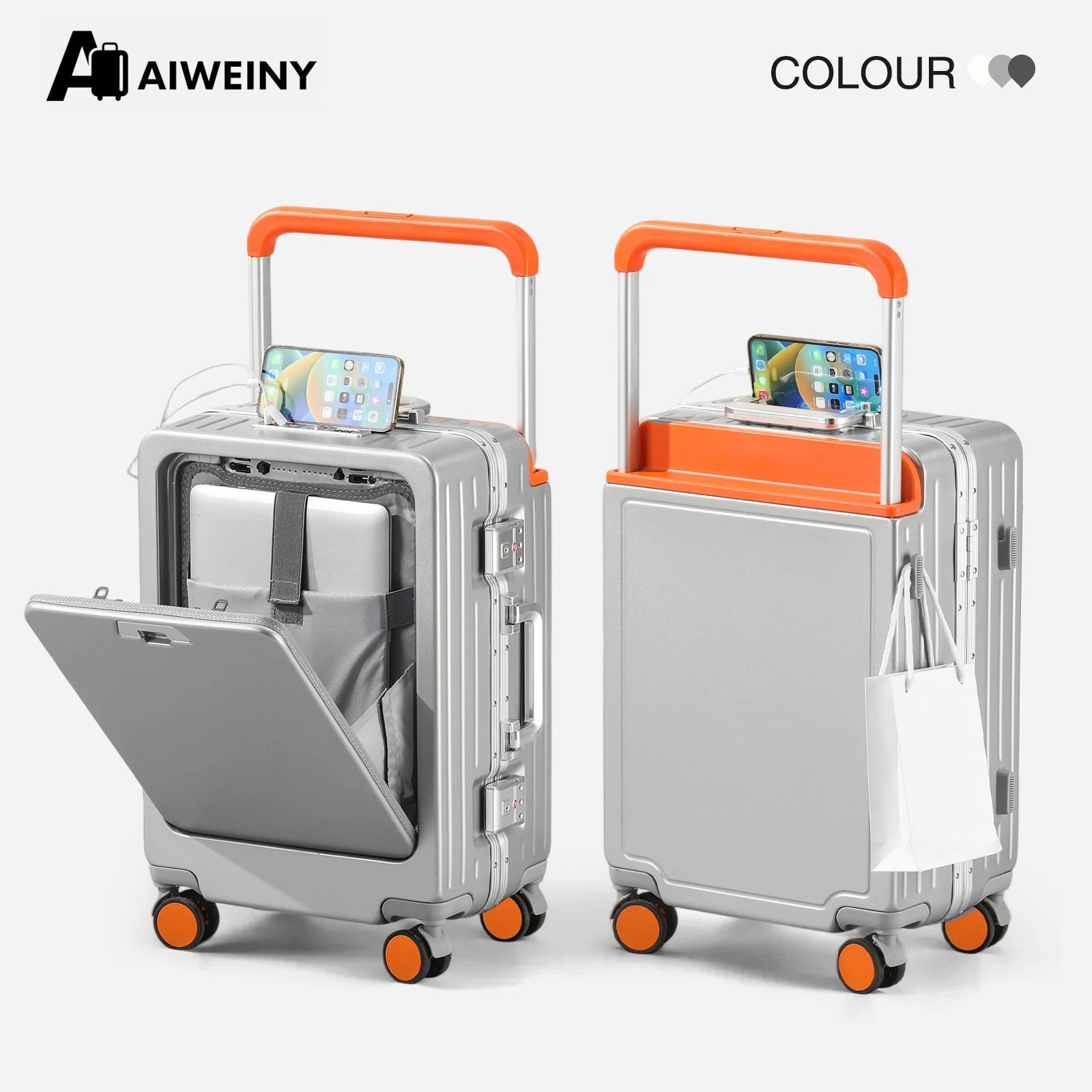 AIWEINY Aluminum Frame Luggage - Military Grade Pressure Resistance, Baby-Safe Lining, 30% Larger Capacity with Dual-Door Design