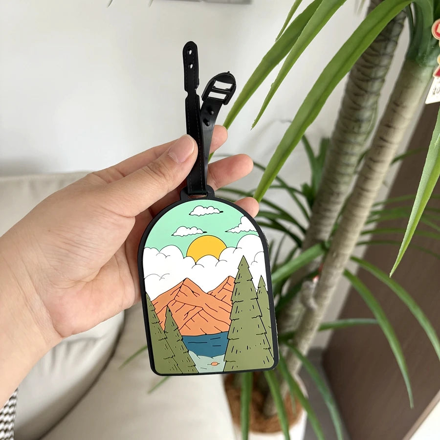 1/3/6pcs landscape luggage tags, station travel luggage check-in, anti loss tags, personal belongings identification tags, airpo