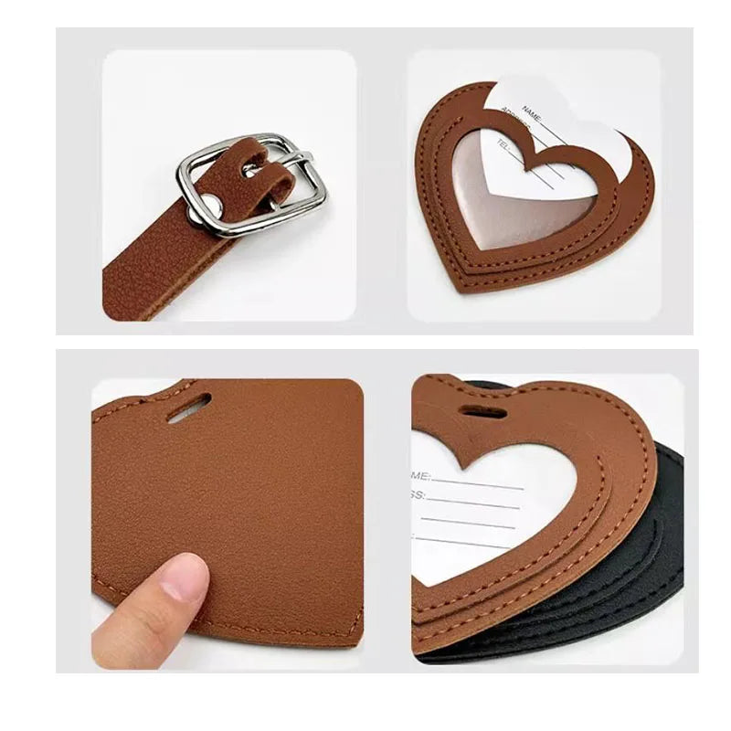 Luggage Tags Vacation Travel Accessories Creative PU Love Boarding Pass Thickened Leather Luggage Tag Check in Tag Id Name Tags