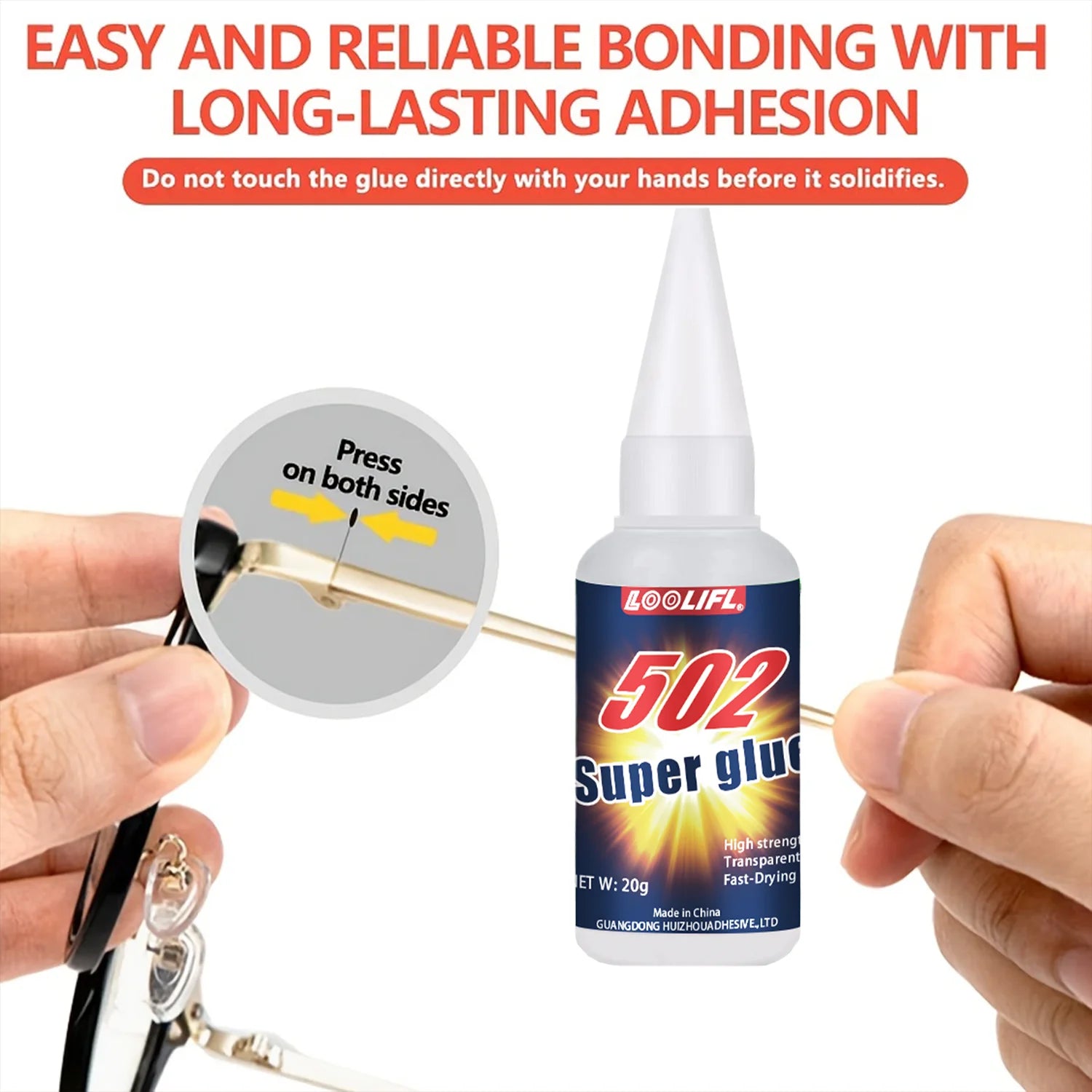 LOOLIFL 1-8PCS 20g 502 Super Glue Quick-drying Cyanoacrylate Instant Leather Rubber Wood Metal Strong Bond Liquid Adhesive Tool