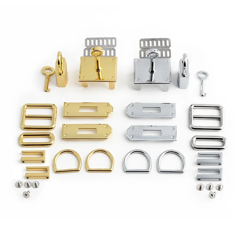 Fashion Metal Bag Locks Clasp Bag Lcok Set For Handbags Purse Tote Closures Snap Clasps DIY Craft Hardware Case Bag Accessories