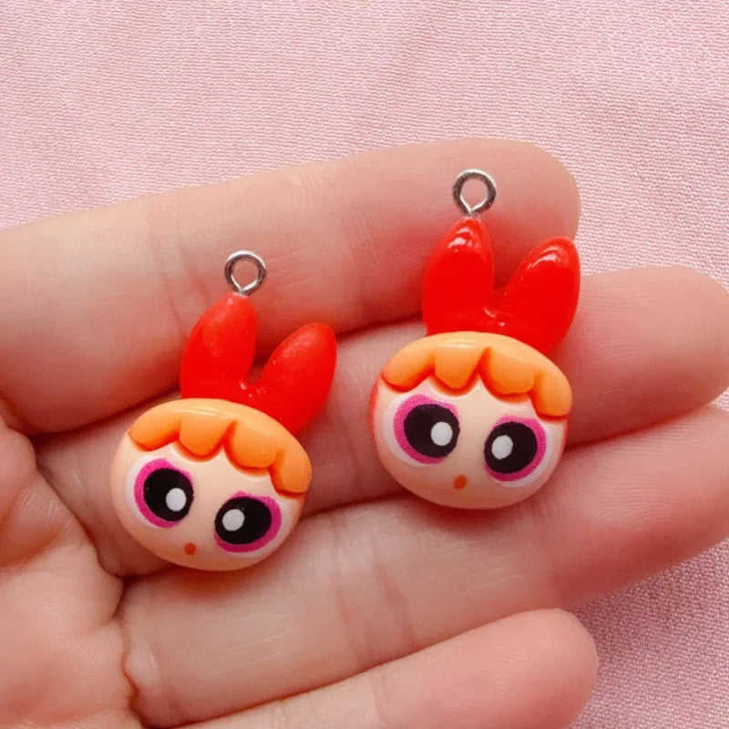 10pcs Cartoon Girl Resin DIY Jewelry Accessories Cartoon Cute Anime Hand Rope Necklace Pendant