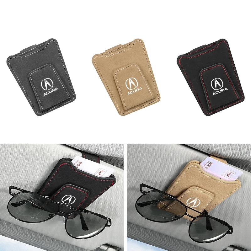 Suede Car Interior Accessories Glasses Clip Sunglasses Storage For Acura MDX RDX TSX RSX Integra TL RL NSX TLX ILX ZDX RLX