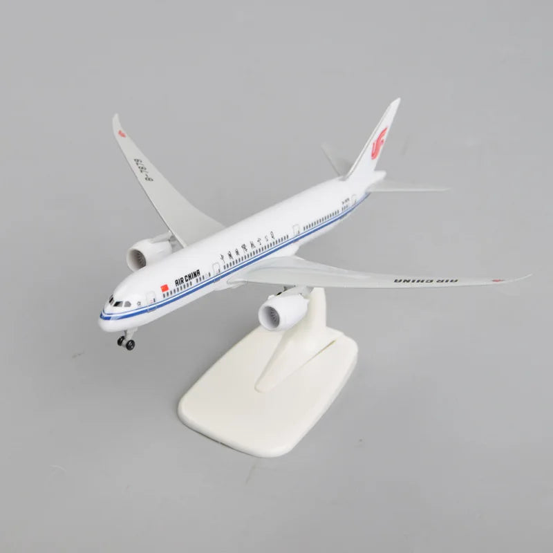 20cm Air China B787 Airplane Model Kit 1/300 Scale Die-cast Metal Model Plane Kit with Stand for Collections Display or Toy Gift