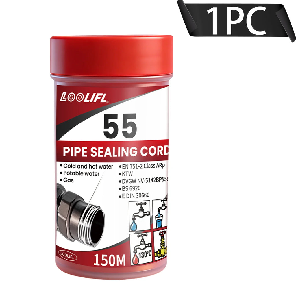 LOOLIFL 55Professional Pipe Sealing Cord Thread Seal Tape Alternative for Hot/Cold Water,Gas Pipeline Plumbing Sealing Solution