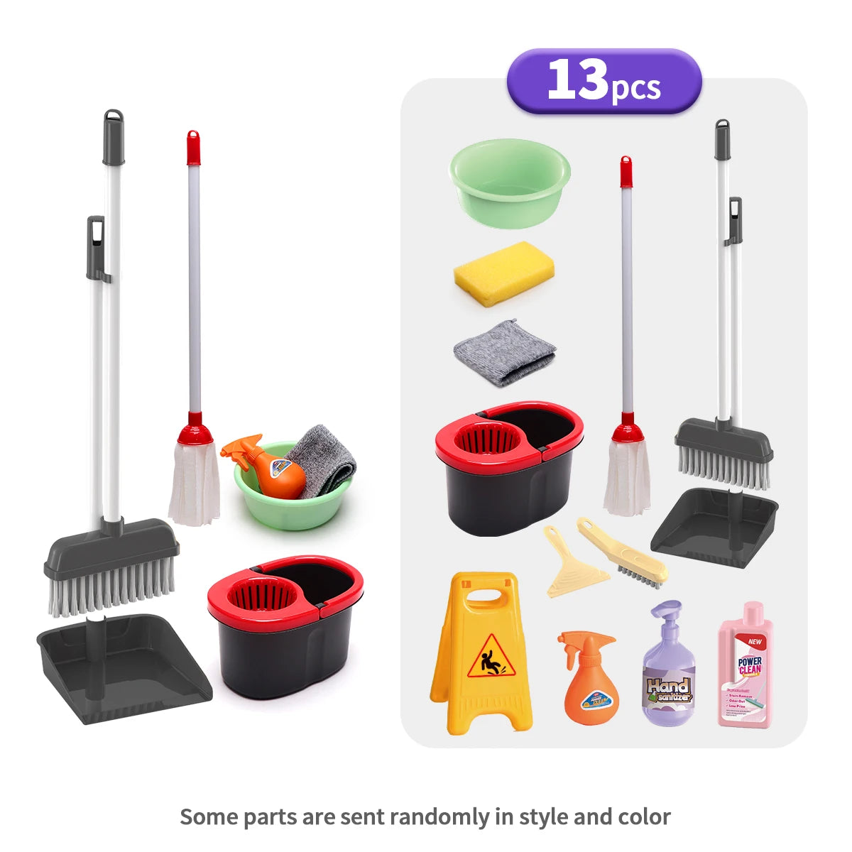 Kids Real Suction Cleaning Play Set with Storage Rack - 3-in-1 Electric Vacuum Cleaner & Pretend Cleaning Tools for Toddlers