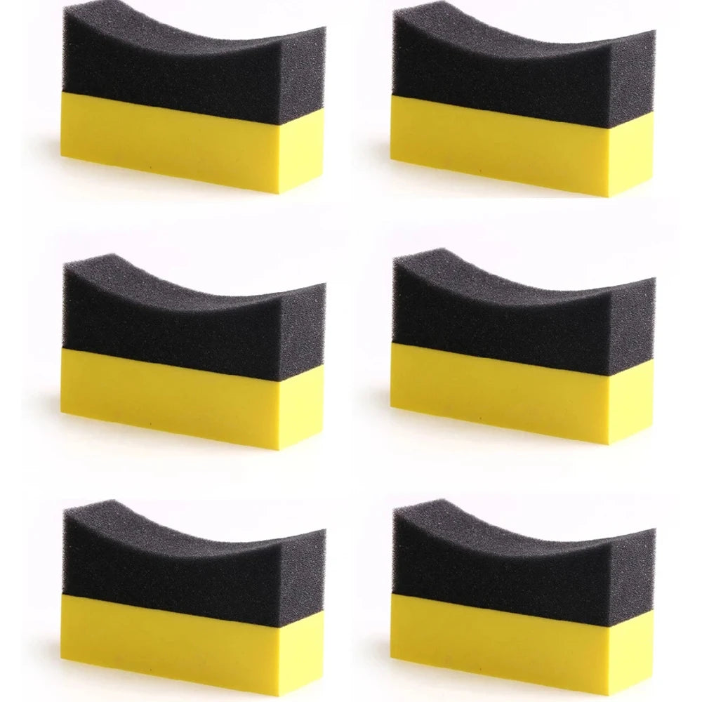 Car Cleaning Sponge Wipe Corner Edge 6Pcs Gloss Shine Tire Contour Pads Polishing Sponge Cleaning Sponge Tyre Cleaning Sponge