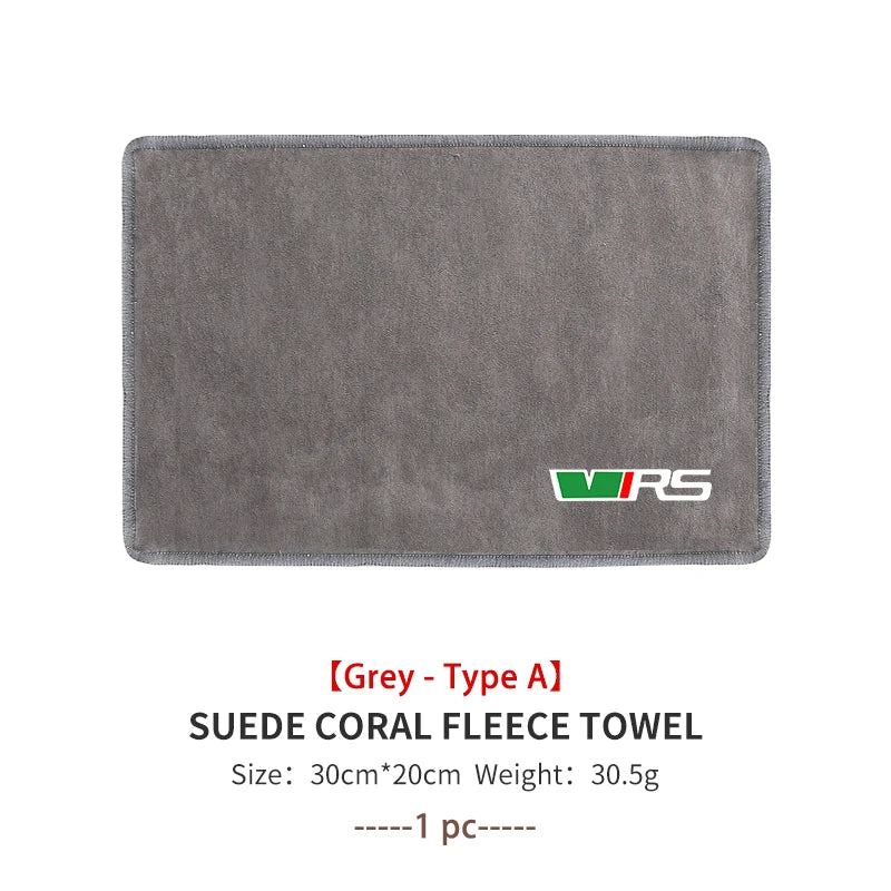 Super Absorbent Car Drying Towel Coral Velvet Cleaning Cloth For Skoda VRS Octavia 1 2 3 Rapid Kodiaq Karoq Fabia Kamiq Superb