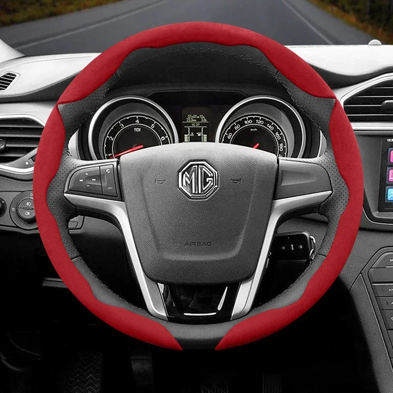 Suitable for Mg Non-Slip Buckle Segmented Suede Steering Wheel Cover Suitable for Zs Mg3 Hybrid Luxury 2025 One Mg4 Mulan Hs 5 6
