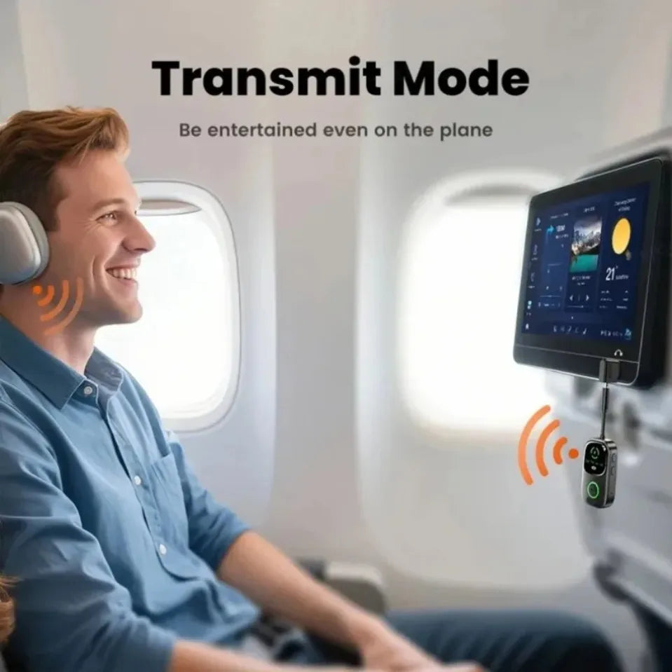 2 in 1 Wireless Audio Receiver Transmitter Bluetooth 5.4 AUX 3.5mm for TV PC Car Airplane Gym Device Dual Headphone Connection