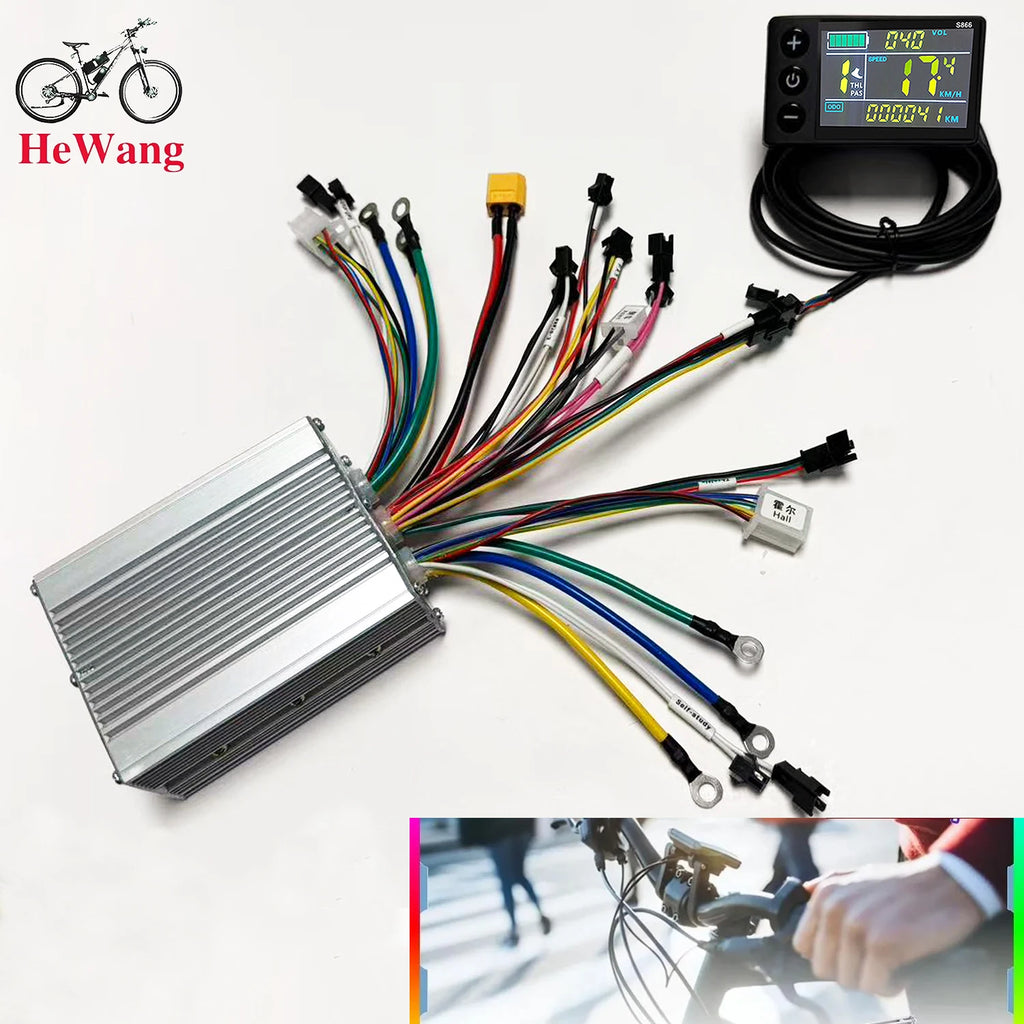 350W-2000W BLDC Dual-Drive Motor Sine Wave E-bike Controller with S866 UART NO.2 Protocol 36V-52V 25A-50A 3-Mode for E-Go-Kart