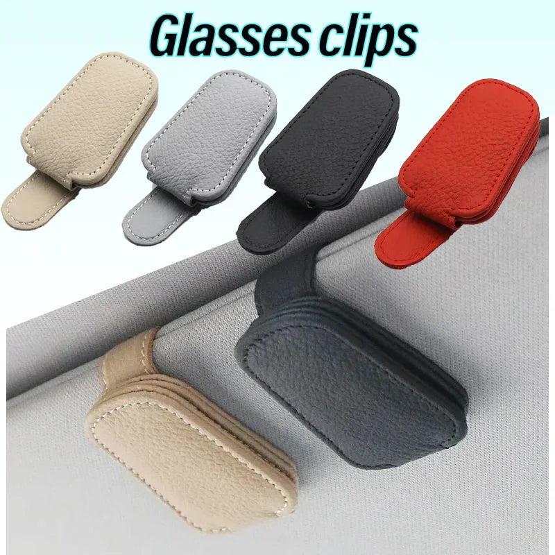 1pc, A Multi-purpose Ticket Clip and Sunglasses Frame Suitable for Car Sunset Magnetic Leather Sunglasses Clip