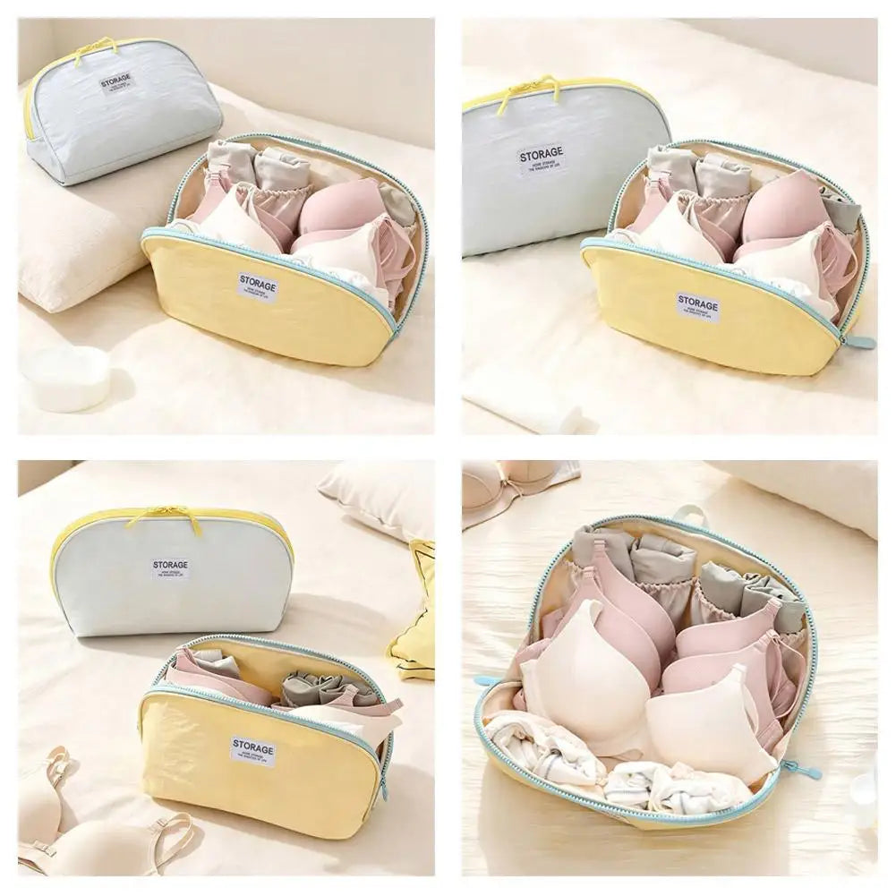 Bra Organizer Case For Travel Folding Lingerie Packing Bag With Zipper Multi-Section Underwear Pouch For Luggage