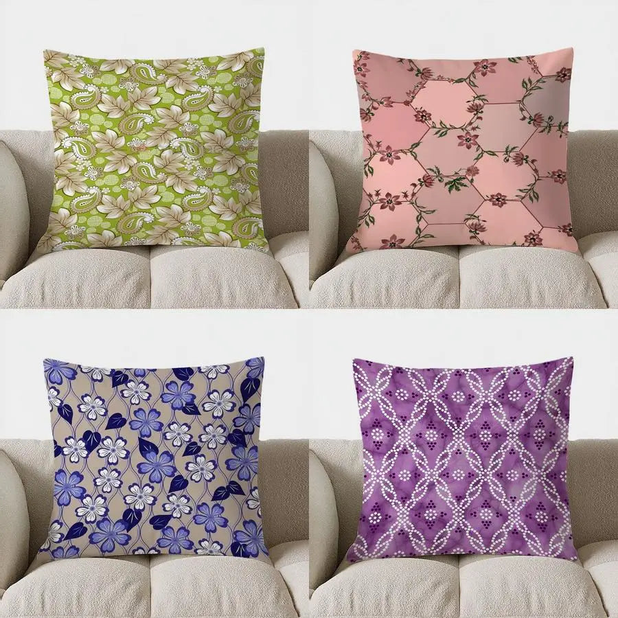 Green Paisley & Floral Double-sided Printed pillow cover Short plush Suitable living rooms bedrooms sofas throw cushion cover