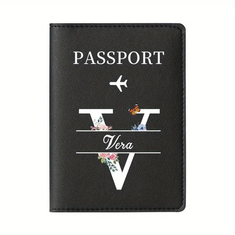 Personalized Custom Black Passport Holder with Custom Name - 26 Letters and Surname. Fashionable Foldable Travel Accessory