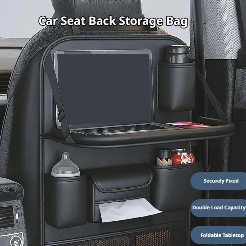 1PC Foldable Car Seat Back Organizer Multi-Pocket Storage Bag with Tray Tablet Holder Tissue Box Waterproof Car Accessories