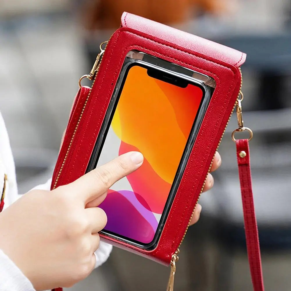 PU Leather Crossbody Phone Bag Touch Screen Cell Phone Purse Women Shoulder Bags Durable Luxury Handbag Card Lipstick Storage