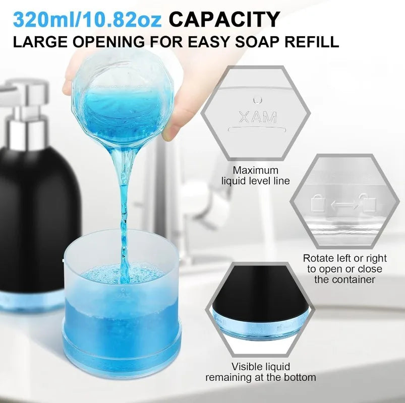 Smart Soap Dispenser Bottle 5 Gear USB Rechargeable 1200Mah 320ML Automatic Dispenser Sensor Pump for Household Bathroom