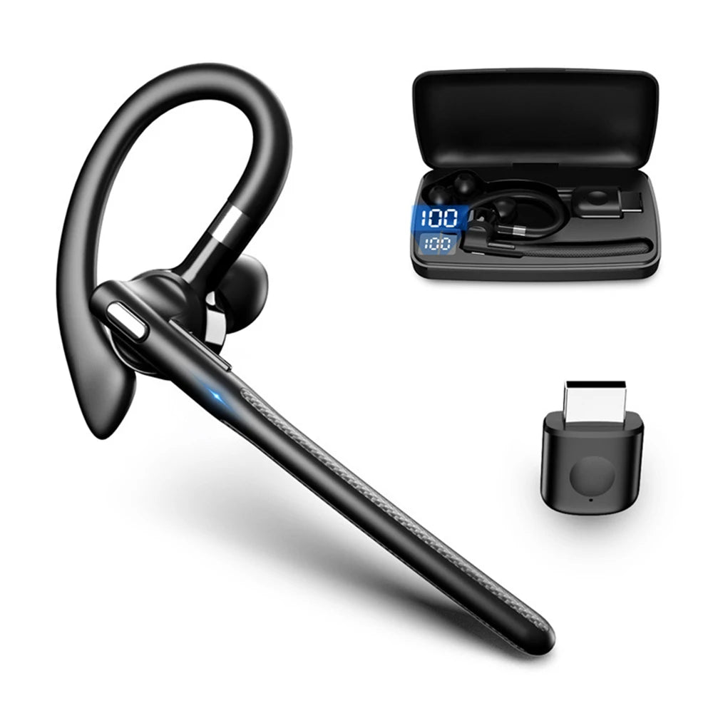 Single Ear Wireless Headset Ear-hook Bluetooth 5.4 Driving Headphone With Dual-Mic CVC8.0 Noise Cancelling Handsfree Earphones