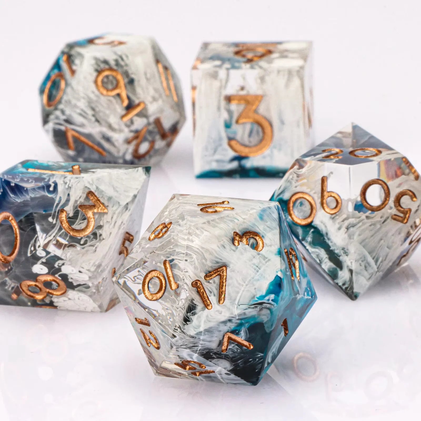 Dragon Eye Dice Set with Full Liquid Core & Sharp Edge | for D&D, Pathfinder RPG | Metallic Resin Dungeon Master Dice | for Gift