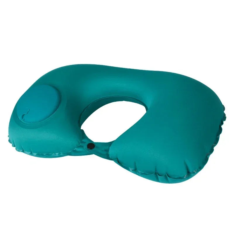 Inflatable Neck Air Pillow U Shape Neckrest Head Rest Portable Sleep Resting Folding Press Travel Pillow for Airplane Train Car