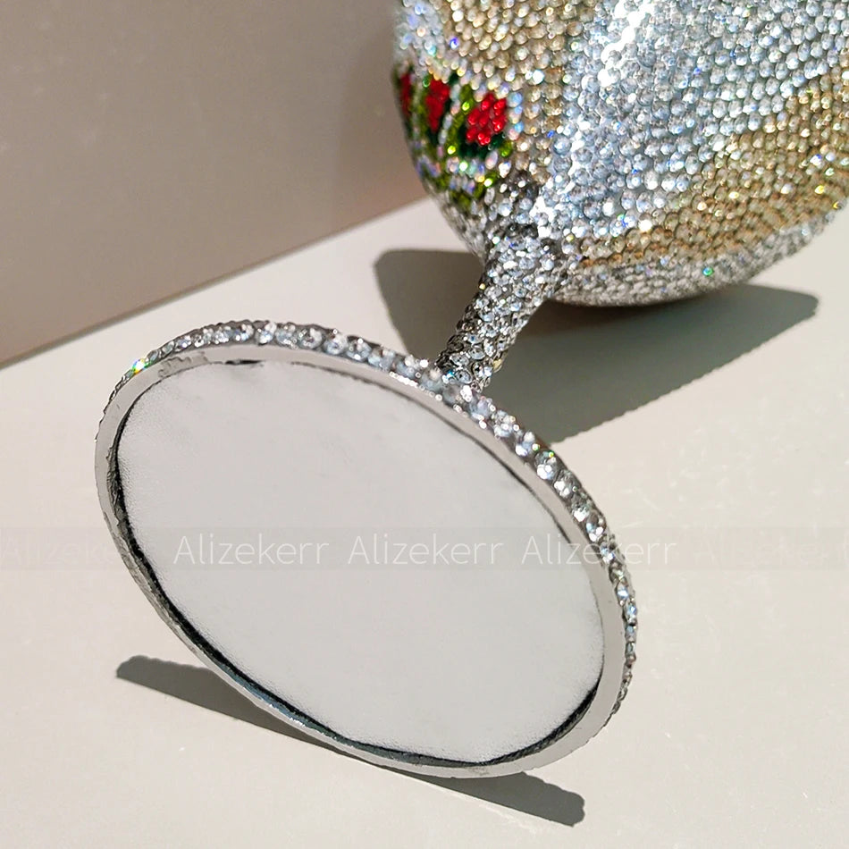 Alizekerr Goblet Rhinestone Evening Bags Women 2026 Gorgeous Boutique Unique Crystal Metallic Purses And Handbags Wedding Party